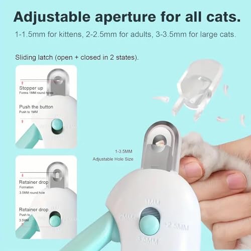 Image of Adjustable Cat Nail Clipper to Avoid Excessive Cutting, Cat Nail Trimmer with Nail File, Pet Nail Clippers for Kitten Bunny Guinea Pig Rabbit Ferret (Blue)