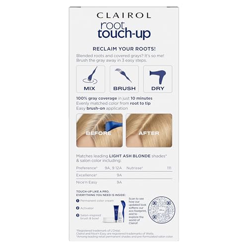 Clairol Root Touch-up by Nice'n Easy Permanent Hair Dye, 9A Light Ash Blonde Hair Color, Pack of 1