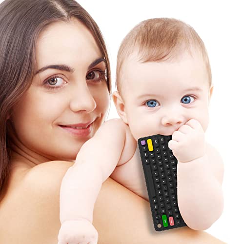 Hopeeye Silicone Teething Toys For Babies 6-12 Months, Keyboard Shape Teething Toys For Infant Toddlers, Baby Molar Teether Chew Toys Set, Relief Soothe Babies Gums Newborn Gift-Black #TOP5