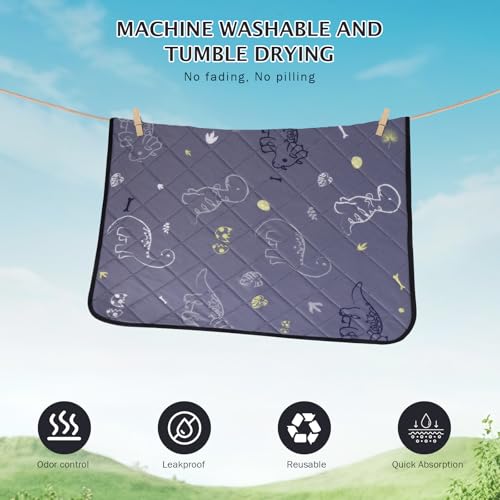 Image of IEUUMLER Washable Pee Pads for Dogs, 2 Pack Non-Slip & Waterproof Pack Whelping Pad, Reusable Washable Puppy Potty Training Pad with Fast Absorbent for Playpen EU007 (Gray Dinosaur, 24 inchX18 inch-2pcs)