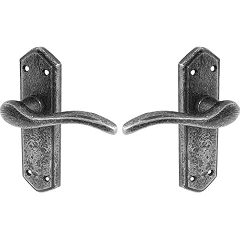 Pewter Door Latch Handles Traditional Wentworth Hand Forged Cast Iron Cover