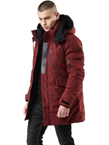 Image of WEEN CHARM Men's Warm Parka Ski Jacket Water Resistant Puffer Jacket Long Winter Coat with Removable Faux Fur Hood