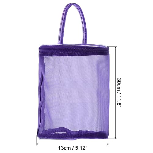 Image of PATIKIL Yarn Storage Bag, Portable Crochet Knitting Bag Case Skein Ball Holder Mesh Basket Organizer Tote for Sewing Craft Projects, Purple