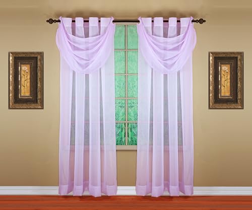 Image of Today's Curtain, Emelia Grommet Sheer Valance Waterfall 25 inch Lilac, 35 inch W x 25 inch L