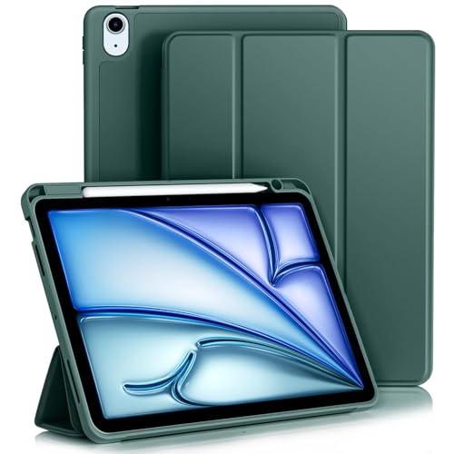 Vobafe Funda Compatible con iPad Air 11 Pulgadas 2025 2024/5 4 Generación 2022/2020(10.9 Pulgadas), Funda Plegable Protector Cover con Portalápiz, Auto-Sueño/Estela, Pino Verde