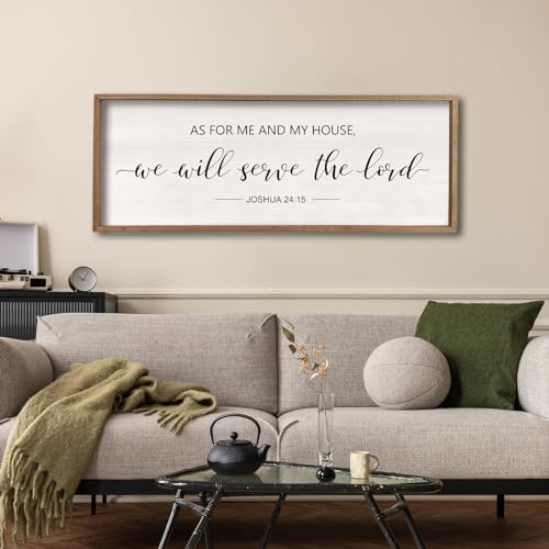 comurdyo Christian Scripture Wall Decor As For Me And My House We Will Serve The Lord Sign 3212 Inch Joshua 24:15 Bible Verse Plaque for Bedroom Above Bed Large Wood Framed Wall Art (Wood)