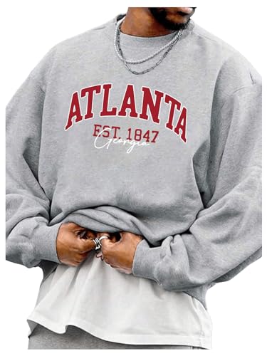 SOLY HUX Sweatshirts for Men Letter Print Drop Shoulder Long Sleeve Casual Pullover Tops