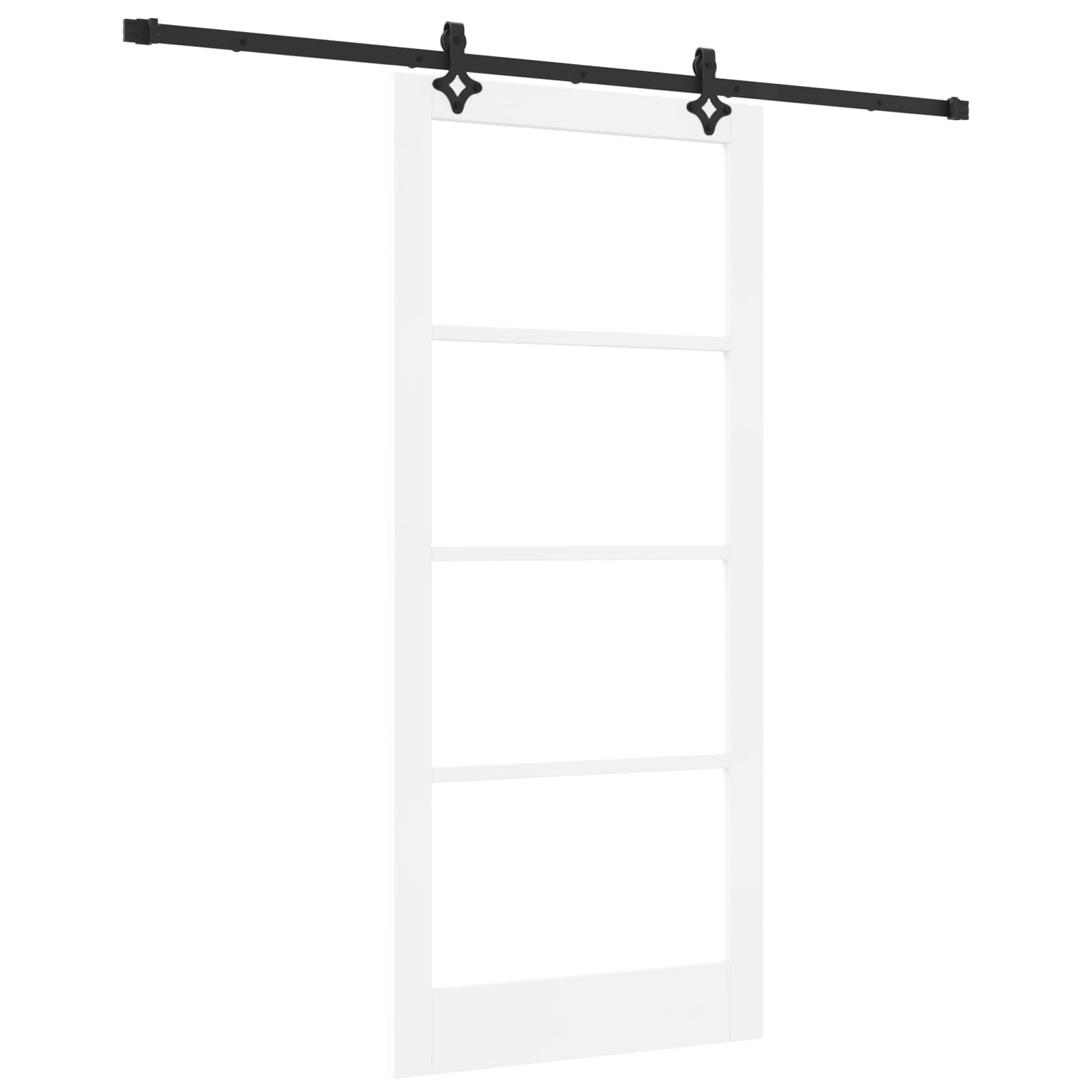 Puerta corrediza blanca, madera pino y metal, moderna y elegante. Ideal para salas y comedores. Sistema deslizante manual, fácil instalación, incluye herrajes. Solo interior, máxima durabilidad y esti