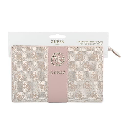 Image of CG MOBILE Guess Phone Wallet Bag Officially Licensed, PU Leather with Middle Stripe, 4G Metal Round & Classic Logo & Strap | Phone Pouch with Crossbody Strap, Protective Phone Holder for Women