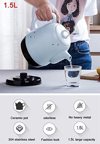 Tetera eléctrica cerámica inalámbrica 1.5 litros con apagado automático miniatura 5