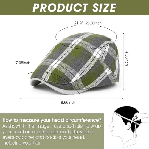 Image of 3Pcs Men's Newsboy Caps Cotton Cooling Hat Adjustable Flat Cap for Men