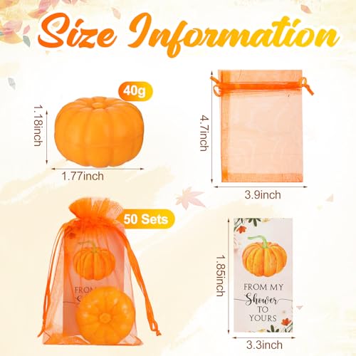 Image of 50 Set Pumpkin Soap Favors Thanksgiving Fall Bridal Shower Wedding Pumpkin Baby Shower Favor 50 Pumpkin Soap 50 Thanks Cards 50 Organza Bags Gender Reveal Gift Keepsake for Fall Party Guest
