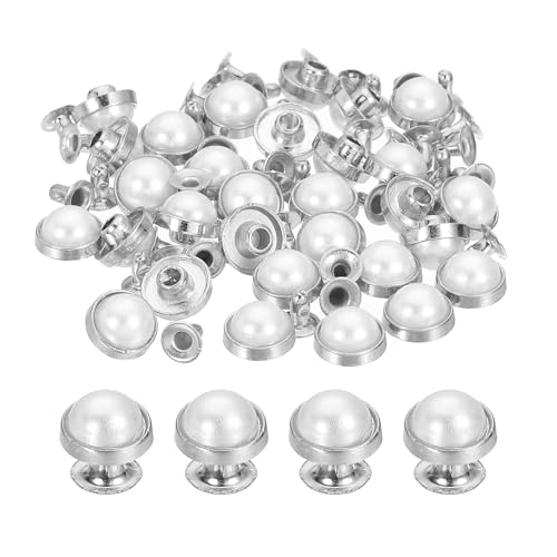 QUARKZMAN 30 Set Leder Nieten, 8mm Türkis Schnellnieten Nieten Nieten Handwerk Zubehör für DIY Leder Handwerk Stoff Kleidung Gürtel Taschen, Silber/Weiß