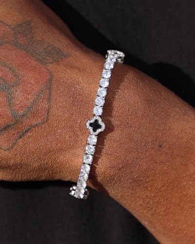 Pulsera LuxeFlex 4mm con piedras de circonio y baño en oro blanco miniatura 6
