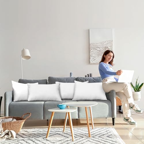 Image of Utopia Bedding Throw Pillows (Set of 4, White) - 16 x 26 Inches Down Alternative Pillows for Bed, Sofa, and Couch - Fluffy Decorative Stuffer Pillow for Indoors & Outdoors