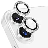 Podick カメラカバー iPhone 17用 カメラ保護 キラキラ いPhone 17 対応 レンズカバー 全面保護 9H強化ガラス アルミ合金 耐衝撃 キズ防止 高透過率 黒縁取り 露出オーバー防止 防滴 防塵 貼り付け簡単 自動吸着 気泡ゼロ アイフォン17 レンズフィルム (ホワイト)