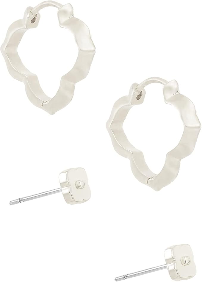 Kendra Scott Abbie Stud & Hug Earrings Set Rhodium Metal