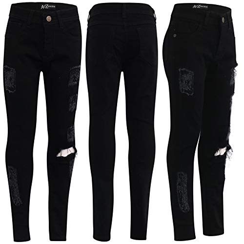 Kids Girls Stretchy Denim Jeans Ripped Faded Fashion Jeggings Skinny Frayed Pants Stylish Trousers Age 5-14 Years4