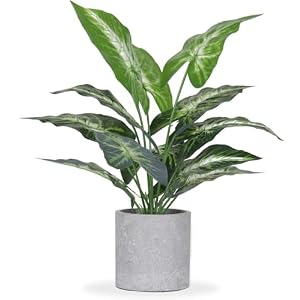 JC nateva 16" Fake Plants Taro Leaf for Shelf Bathroom Decor