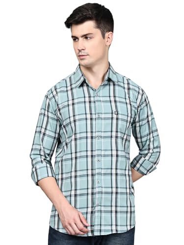Image of Majestic Man Stylish Slim Fit Cotton Spread Collar Checked Casual Shirt for Men