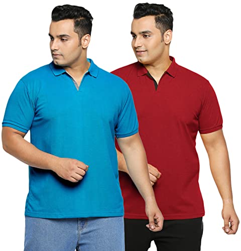 Image of Wear Your Opinion Men's Plus Size Half Sleeve Polo T-Shirt Combo (Set of 2)