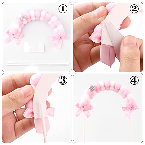 Hileyu 3 stuks Flamingo Happy Birthday Cake Toppers Decoratieset Haarbal Boog Cake Toppers 3D Flamingo Verjaardagstaart Decoratie Acryl Cake Topper voor Bruiloft/Meisjes Kinderen Verjaardagsfeest - Image 5