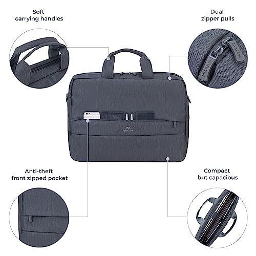 Image of RIVACASE Prater Anti theft Laptop bag 15.6 Inches Waterproof Compact Shoulder Bag for Notebooks Ultra Light Computer Bag for Women /Men /Travel /Business, Compatible with Laptop Macbook Pro 15.6 inch