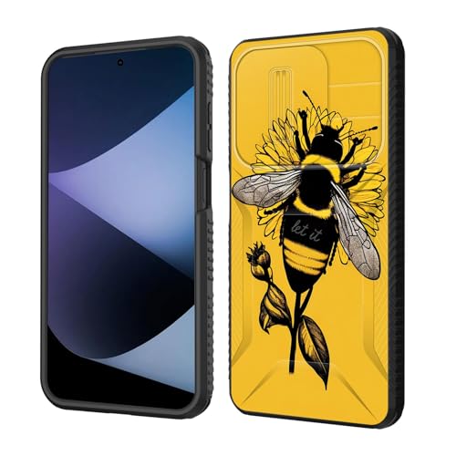 wiaekosef for Motorola Moto G Power 5G 2026 / Moto G Power 5G 2025 Case Built in Slide Camera Lens Cover,Heavy Duty Shockproof Protection Dual Layer Case,Honeybee Flower