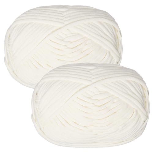 Laine épaisse pour crochet, 2x50g de fil à crochet en coton, laine épaisse pour débutants, kit de démarrage facile pour crochet amigurumi, laine crème