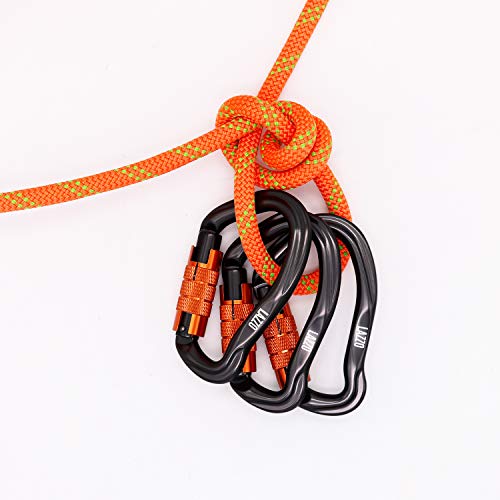 Lazzo 3 Pack Twist Lock Climbing Carabiner Clips, Auto Locking and Heavy Duty, Perfect for Climbing and Rappelling, Carabiner Dog Leash, D Shaped 4.21 Inch, Large Size,Orange - Thumbnail 5
