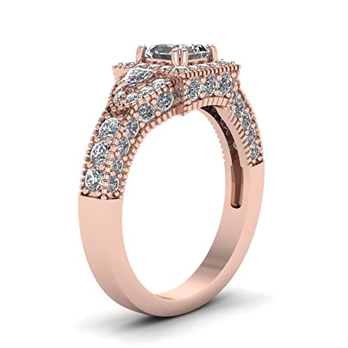 Image of 55Carat Choose Your Gemstone Square Art Nouveau Diamond CZ Ring Rose Gold Plated Princess Shape Vintage Engagement Rings Matching Jewelry Wedding Jewelry Easy to Wear Gifts US Size 4 to 12