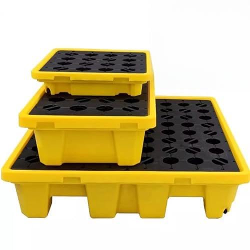 QUSYZD Stackable Leakproof Spill Containment Platform - Durable Polyethylene Pallet with Anti-Slip Grating for Outdoor Kitchen, Garage, Ideal for Paint Buckets,19.69x14.17x3.94in/50x36x10CM