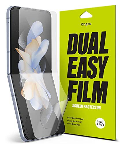 Ringke Dual Easy Film Compatible con Protector Pantalla Samsung Galaxy Z Flip 4 5G (2022) Protección de 5 Capas Autosanación Cobertura Completa HD Transparente Protector de Pantalla - 2 Pack
