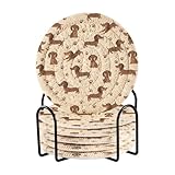 Posavasos tejidos con patas de perro salchicha café que no rayan, para mesa de madera, paquete de 6 posavasos de...
