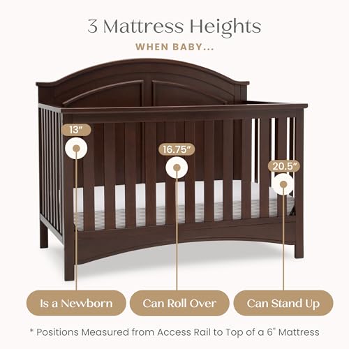 Image of Delta Children Perry 6-in-1 Convertible Crib & Mattress, Walnut Espresso