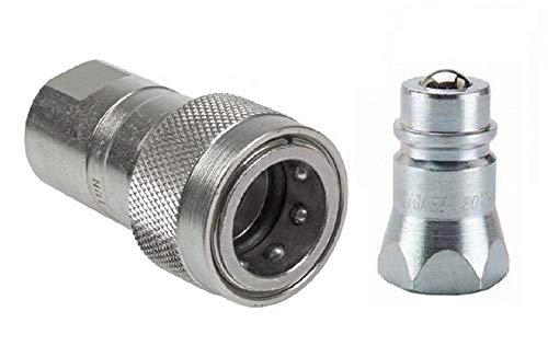 Pack of 5 - Pioneer 1/2” Male & Female Coupler Body w/ 1/2” FPT Poppet Style Farmer Bob's Parts 4000-4P, Silver