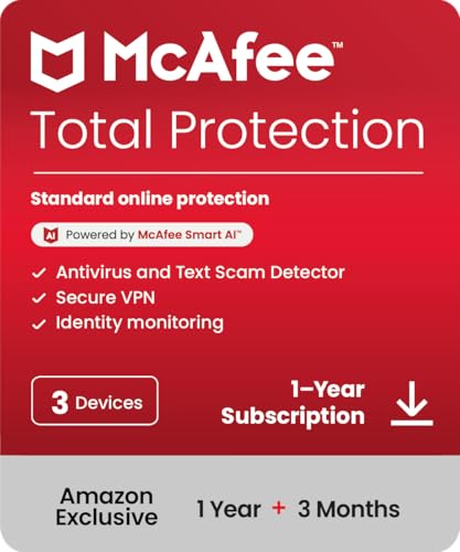 McAfee Total Protection 3-Device 2025 Ready |15 Month Subscription