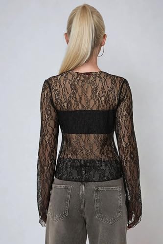Crew Neck Lace Blouse4