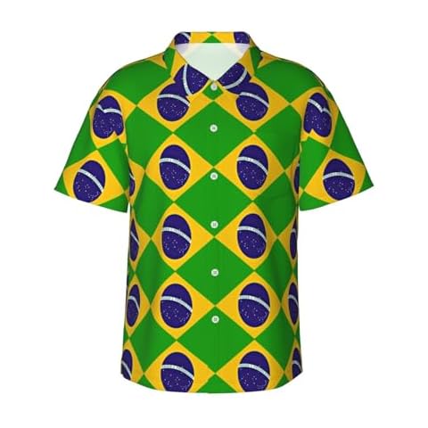allgobee Mens Hawaiian Shirts Brazil-Flag-Proud-Soccer Short Sleeve Casual Tropical Beach Shirt for Holiday,Party Medium Cover