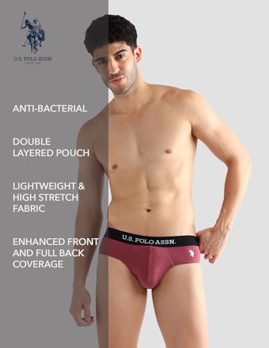 Image of U.S. Polo ASSN. Mens OEB13 Anti Microbial Solid Underwear Briefs - Pack of 3