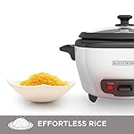 BLACK+DECKER Rice Cooker 6-Cup (Cooked) with Steaming Basket, Removable Non-Stick Bowl, White - Image 4