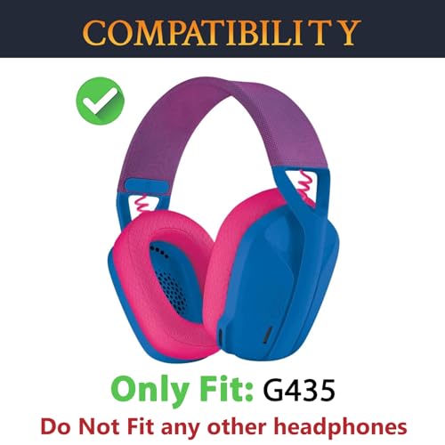 Image of SOULWIT Mesh Fabric Earpads Replacement for Logitech G435 Lightspeed Wireless Gaming Headphones, Ear Pad Cushions with High-Density Foam - Pink