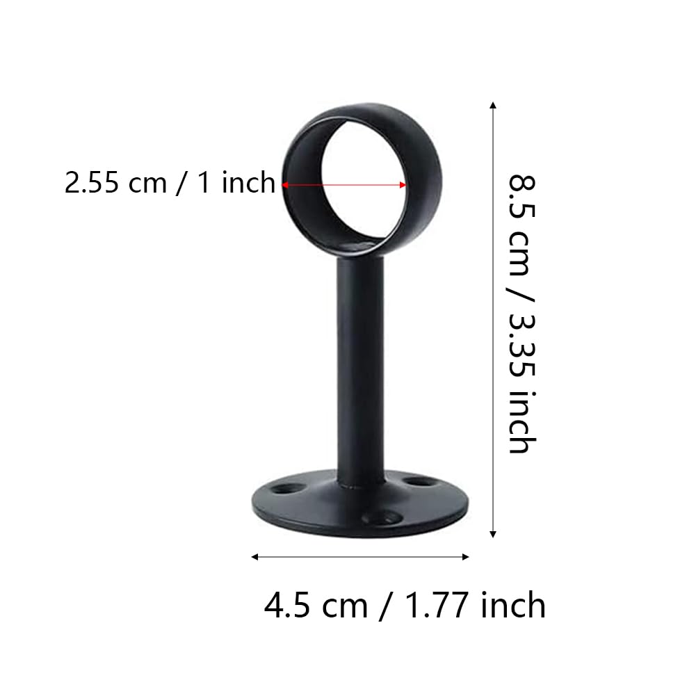 4 Pezzi Staffa di Montaggio a Soffitto, Supporti per Aste per Tende, Staffe per Tende Armadio, con 12 Viti e 12 Tubi di Espansione, per Appendere Traverse da 25 mm, Nero