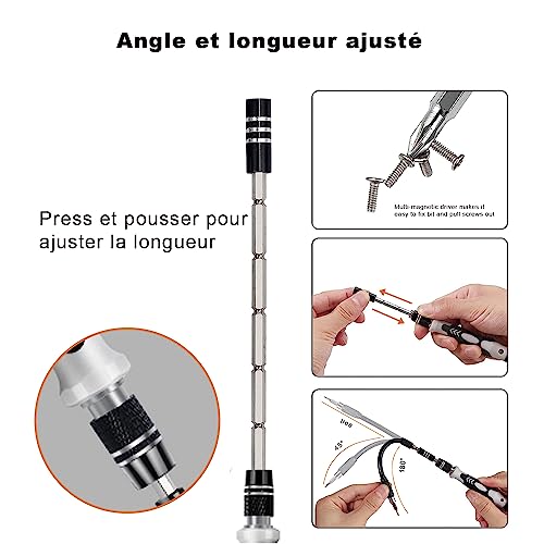 Kit tournevis de Précision, Kit Tournevis Magnétiques Avec étui, 130 en 1 pour réparation d'ordinateur, Téléphone portable, Ordinateur portable, Console de jeu, Montre, Lunettes, etc;(Bleu)