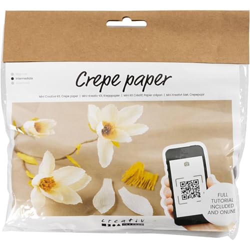 Creativ Company Mini Craft Sets Crepe Paper Flowers Magnolia Branch - for Crafting Beautiful Crepe Flowers