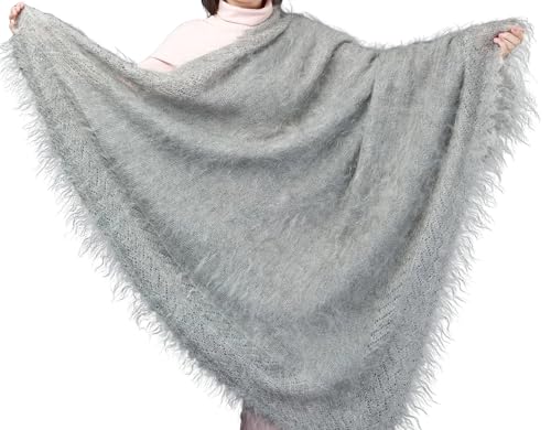 Orenburg Shawl Hand knit shawl, Gray, Russian shawl, Goat down shawl, Woolen wrap