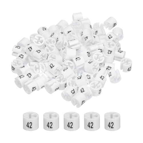 QUARKZMAN Segnataglie per Appendini Colorati Abiti Marcatore Appendini Etichette Abbigliamento (Numero 42, Bianco)per Codifica a Colori Abbigliamento, 100pz