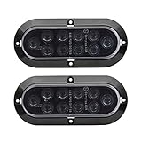 TMH ( Pack of 2 6 Inch 10 LED Surface Mount Oval Smoked Lens/Amber Light Turn Signal Side Marker Tail LED Light for Truck Trailer Trail Bus 12V DC