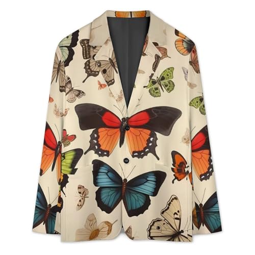 Vintage Butterfly Pattern Men's Casual Blazers Slim Fit Sport Coats Blazer Two Buttons Suit Jacket for Work Party3
