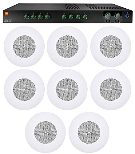 Audiosavings Bundle: JBL CSMA240 Commercial/Restaurant 2 x 40w Amplifier 4ohm/8ohm/70V/100V, 8 inputs Bundle with (8) JBL CSS8008 8